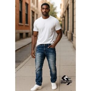 Southpole Mens Jeans Blue 46W x 33L Relaxed Fit Moto Style‎ Baggy Acid Wash Y2K